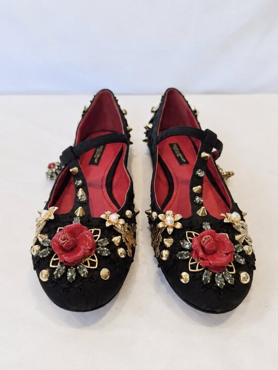 Dolce & Gabbana Shoes - Authentic Dolce & Gabbana Mary Jane Floral Flat With Embellishments Size 38